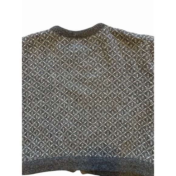 Vintage LL Bean Nordic Fair Isles Wool Blend Cardigan Sweater Medium Silver - Picture 2 of 10